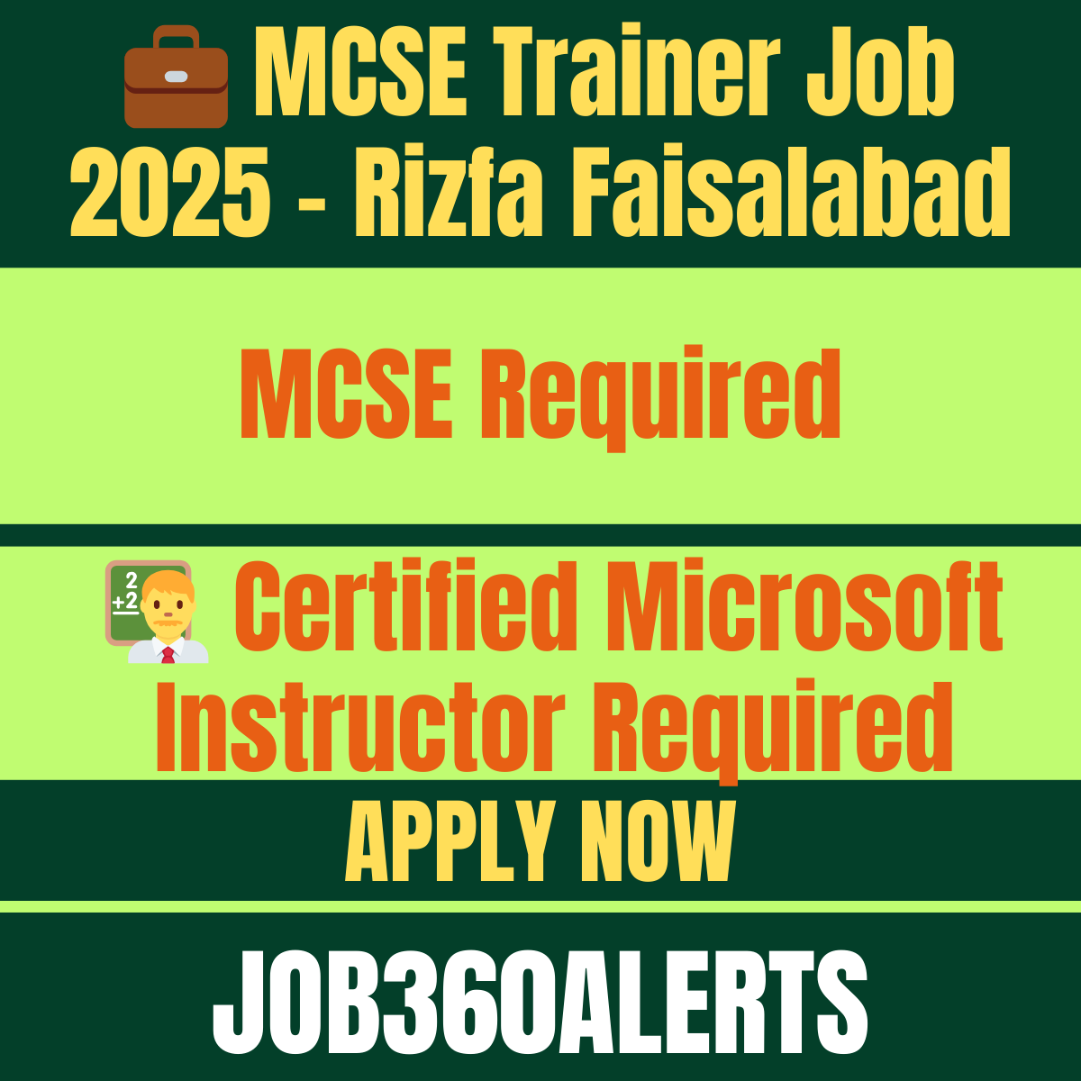 MCSE Certified Trainer Job at Rizfa Faisalabad – 2025