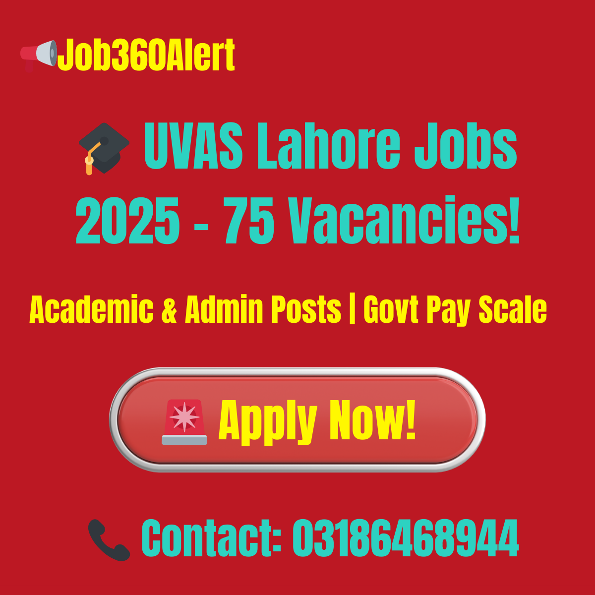 UVAS Lahore Jobs 2025 – 75 Academic & Administrative Positions