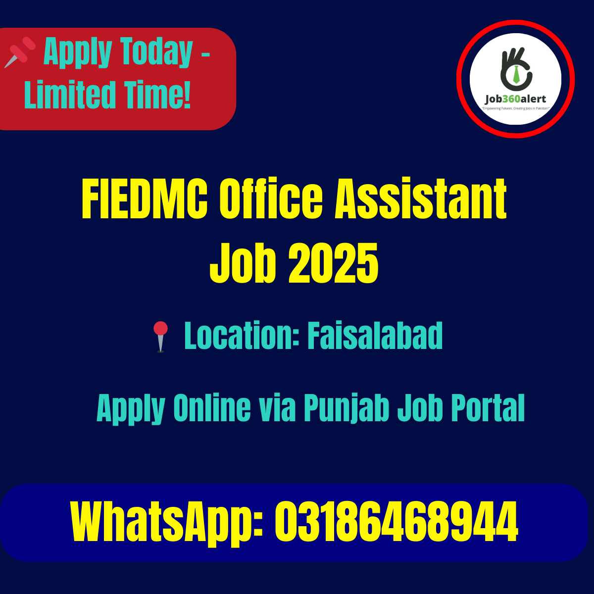 FIEDMC Office Assistant Job 2025 – Apply Online via Punjab Job Center