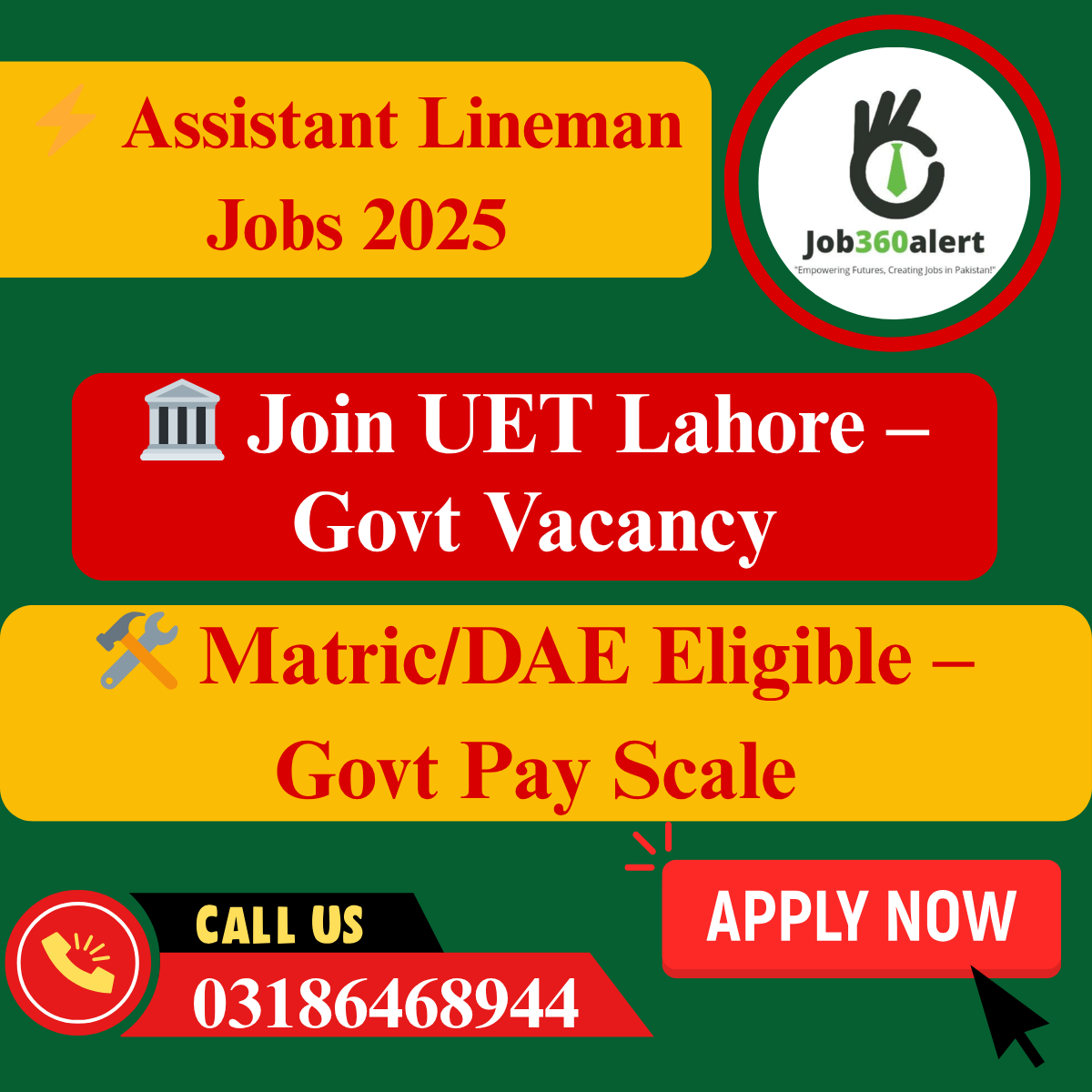 Assistant Lineman Jobs 2025 at UET Lahore