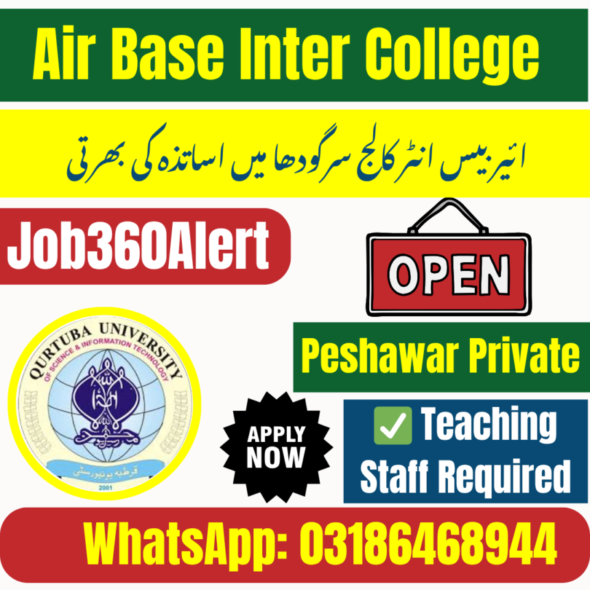 Air Base Inter College Mushaf Sargodha teaching jobs 2025 – Apply Now