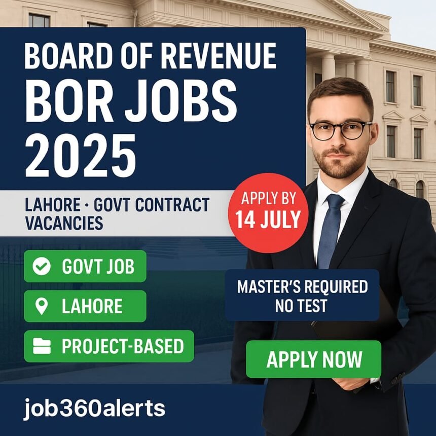 Board of Revenue Lahore Jobs 2025 – Government administrative vacancies for Master's degree holders