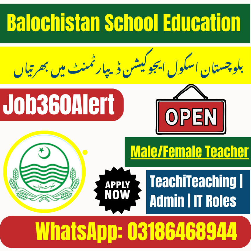 Directorate of Education Balochistan hiring teachers and staff 2025