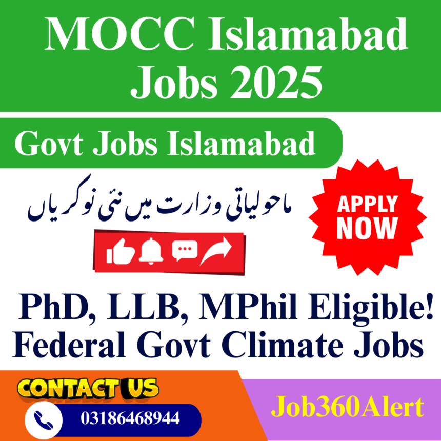 MOCC Islamabad latest jobs 2025 for environmental and climate policy professionals