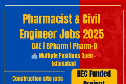 Pharmacist and civil engineer jobs Islamabad 2025 – private sector hiring