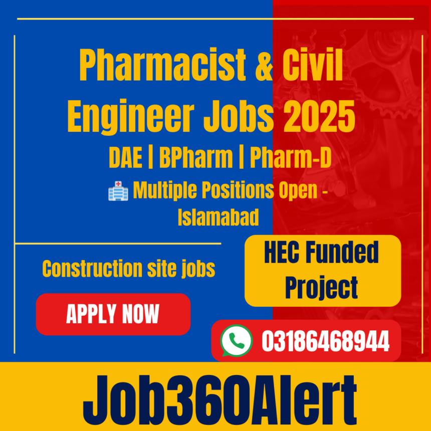 Pharmacist and civil engineer jobs Islamabad 2025 – private sector hiring