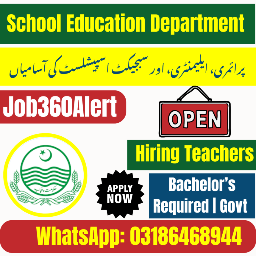 School Education Department 2025 jobs for teachers and education staff