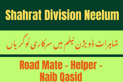 Shahrat Division Neelum hiring staff for road maintenance and support 2025