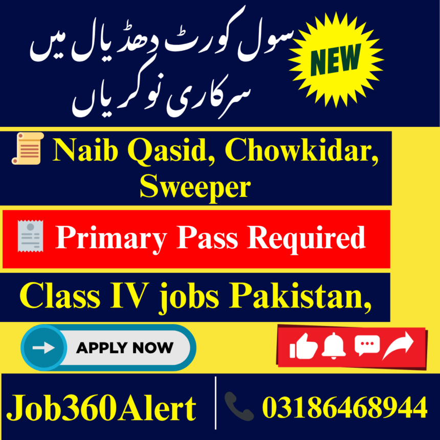 Civil Court Dhudial District Mirpur class IV jobs 2025 – apply now