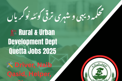 Rural and Urban Development Department Quetta labor and support staff jobs 2025
