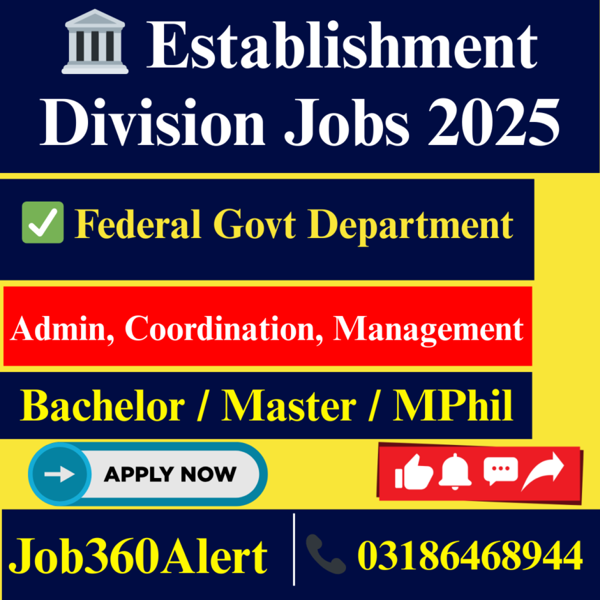 Establishment Division Islamabad jobs 2025 for management and admin professionals