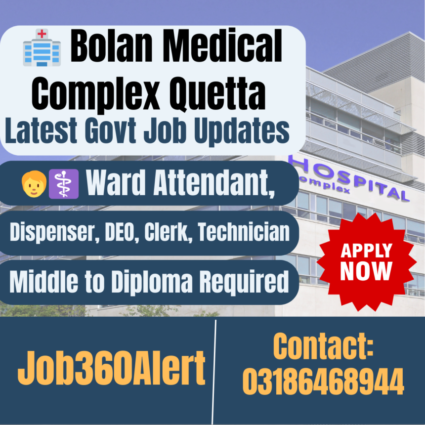 Bolan Medical Complex Quetta job openings for paramedical and admin staff 2025